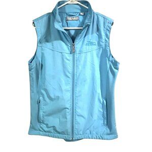 Kate Lord Womens Large Turquoise Blue S/L Lined Vest Full Zip -Zip Pockets SOFT